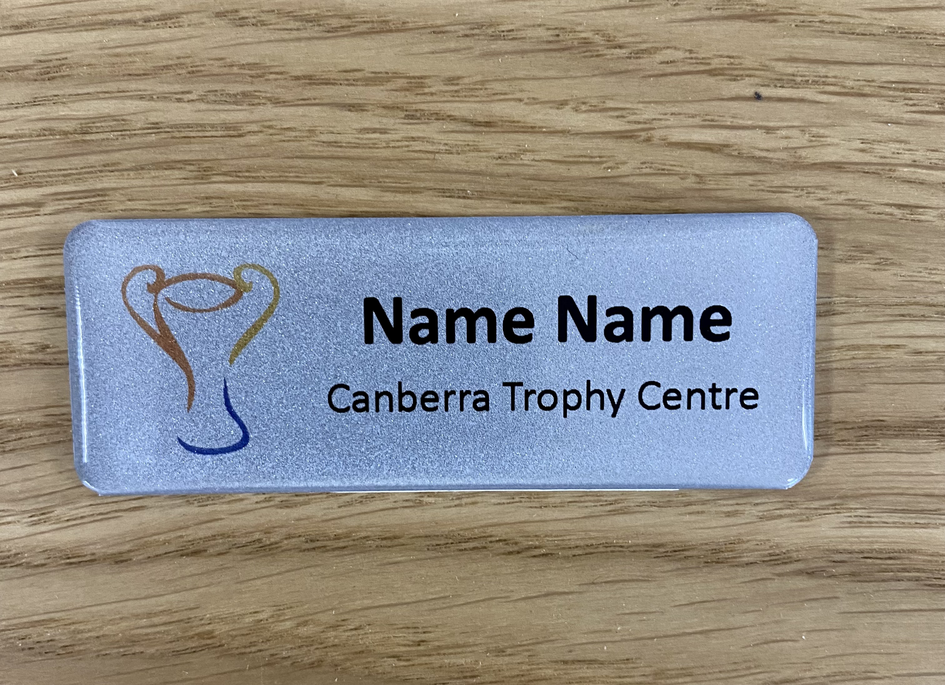 NAME BADGE SILVER DOME