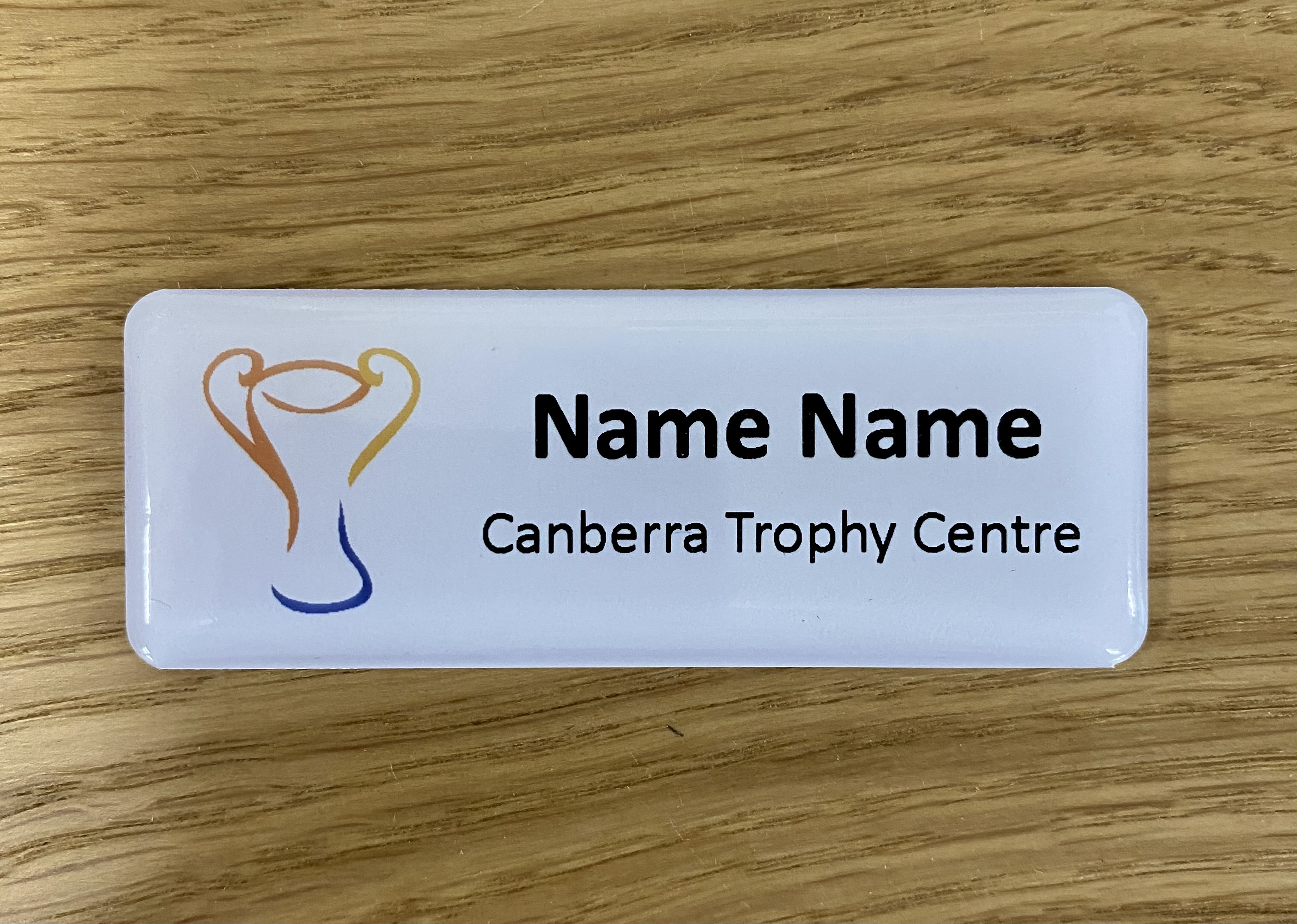 NAME BADGE WHITE DOME